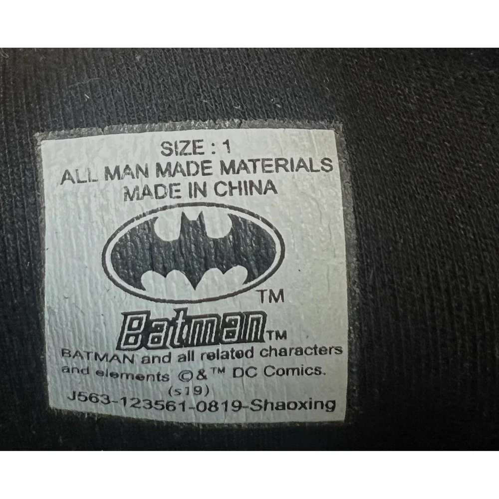 Batman Kids Rain Boots Black Yellow DC Comics Superhero Waterproof Size 1